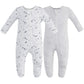 Owlivia Organic Cotton Baby Pajamas, Boys Girls 2 Pack Zip Front Sleep N Play, Footed Sleeper, Long Sleeve(12-18Months,Gray Mela