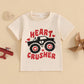 Kids Toddler Baby Boys Girls Valentine'S Day T-Shirt Heart Crusher Monster Truck Short Sleeve Shirt Top(Beige Monster Truck,4-5T