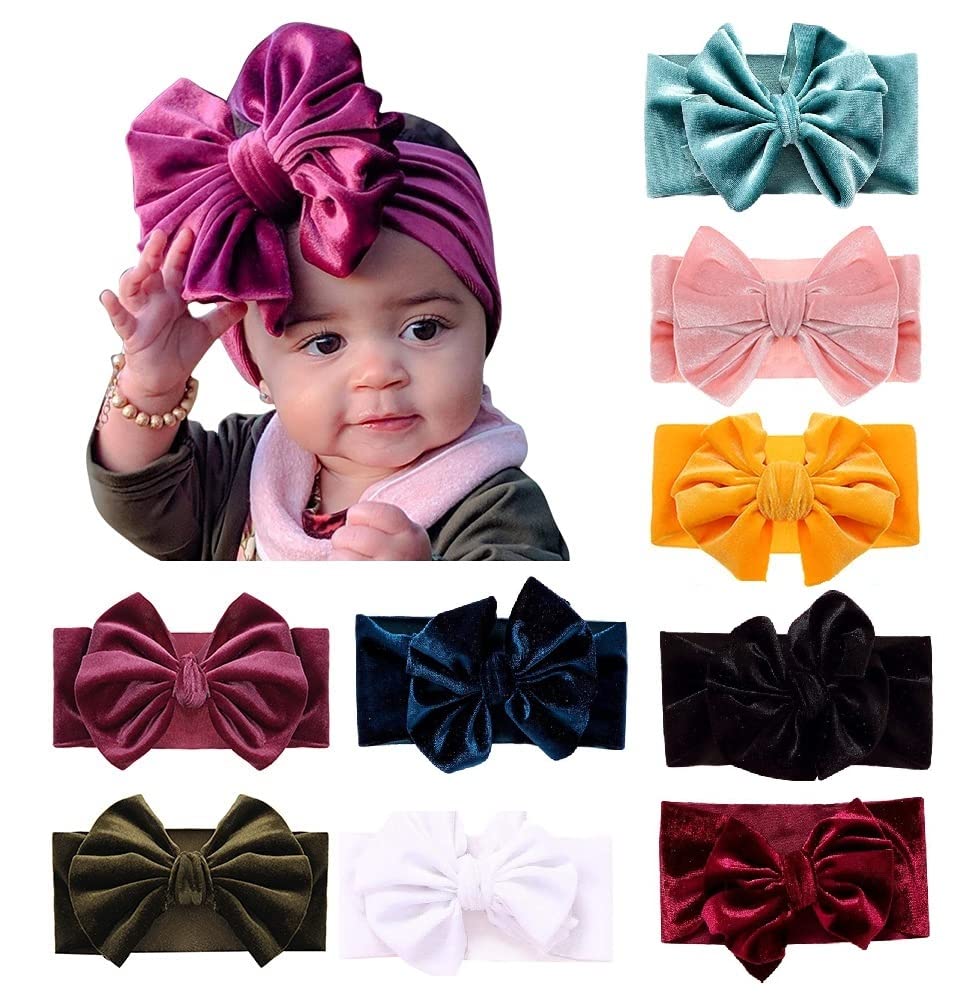 Whisket Velvet Bow Headbands, Super Soft And Elastic Headwrap For Toddler Baby Girl (3)
