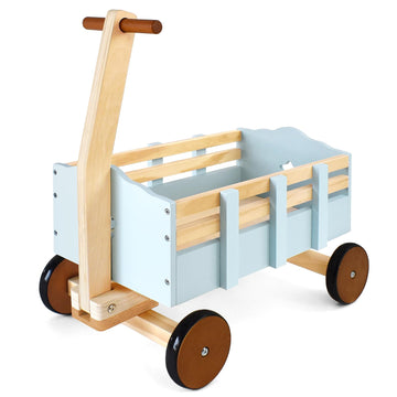PairPear Kids Wagon Toy,Wooden Toys Cargo Walker Cart Wagon Stroller,Toddler Push and Pull Baby Walker Gift for Babies Boys and 