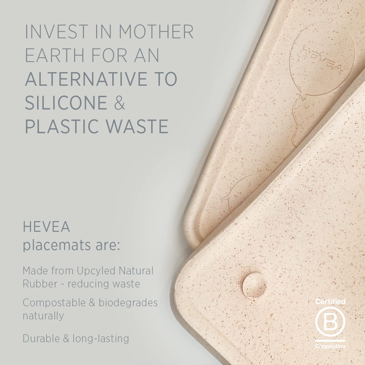 Hevea Natural Rubber Kids Placemat - Alternative To Silicone And Plastic With Upcycled Material, Safe For Children With Fun Anim