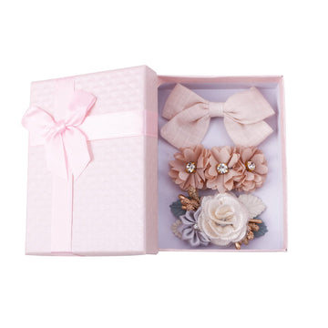 Flower Hair Clips Set - 3Pcs Floral Bowknots Hair Bow Accessories With Boutique Fully Lined Alligator For Baby Girl Toddles Teen