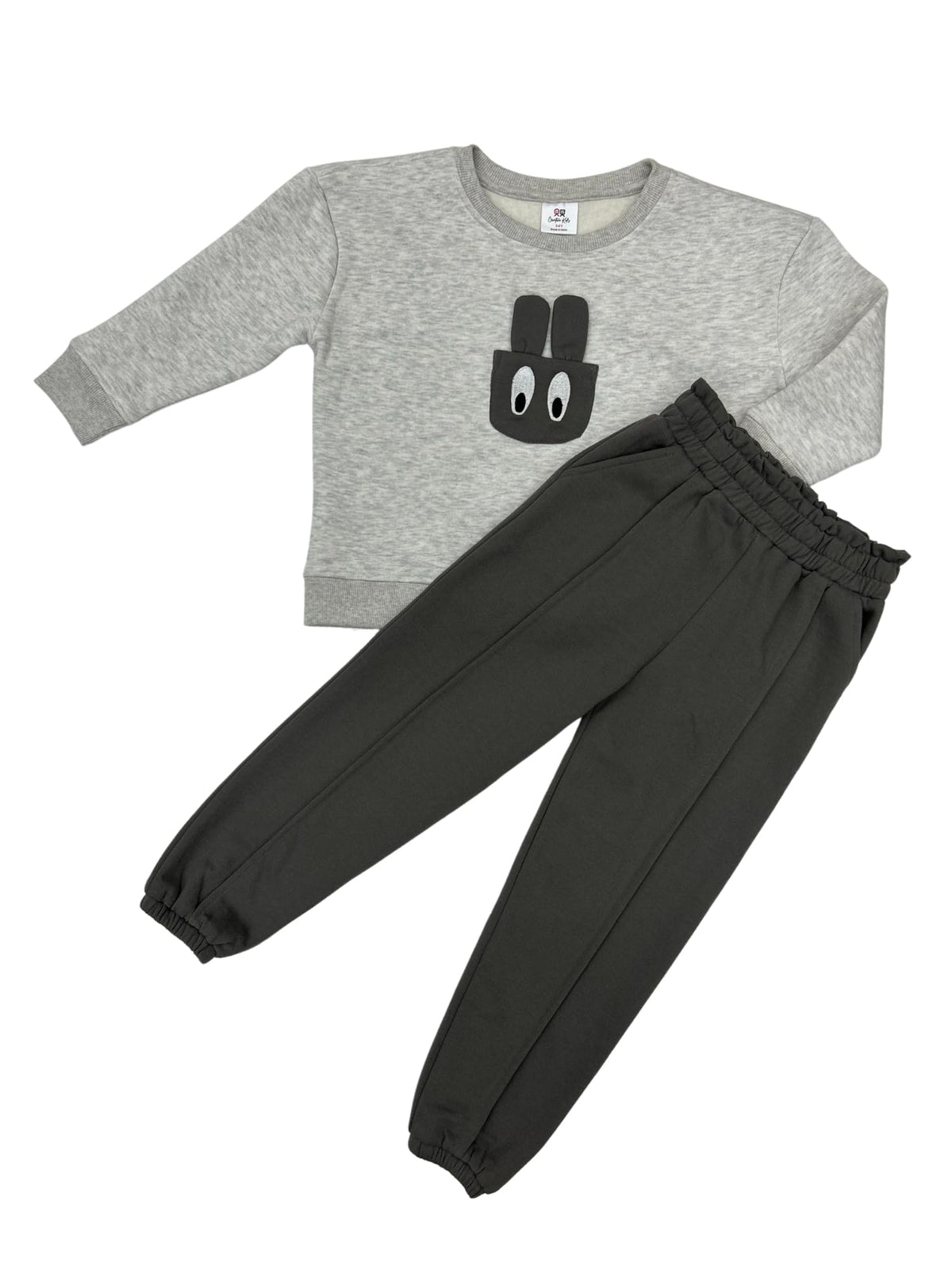 CREATIVE KIDS Girl Cotton Top Sweatshirt & Pajama Set (Grey, 78Y)