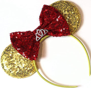 Clgift Mickey Ears Set Of 12 - Gold - Costume Headband - One Size Fits Most - For Children, Disney Fans - Halloween, Christmas,