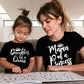 Gourd Doll Mother & Daughter Matching T-Shirts Set Mom & Baby Girl Bodysuit & Women Tee Shirt Mommy & Me Matching Outfits Black,