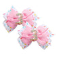 2 Pack 3rd Birthday Hair Bow for Girls, Pink Hair Clips Hair Accessories for Girls 1 2 3 4 5 6 Years Birthday Confetti Ice Cream