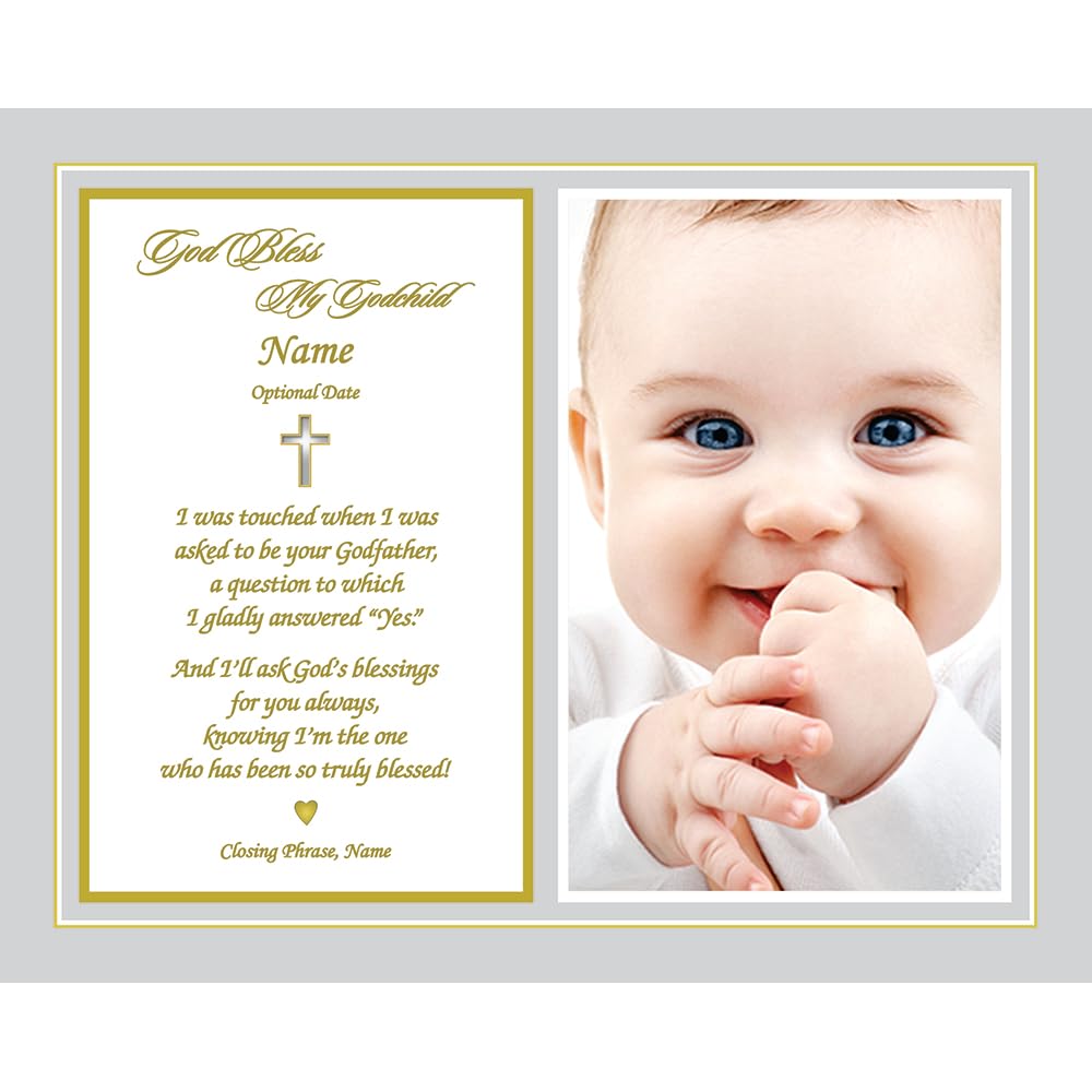 Poetry Gifts Baptism Godchild Keepsake From Godmother, Godfather - 8X10 Inch Print Personalized From Godparents