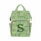 Artsadd Custom Name Diaper Bag Mommy Nappy Bags, Personalized Light Green Handbags Large Capacity Shoulder Bag Multi-Function Nu