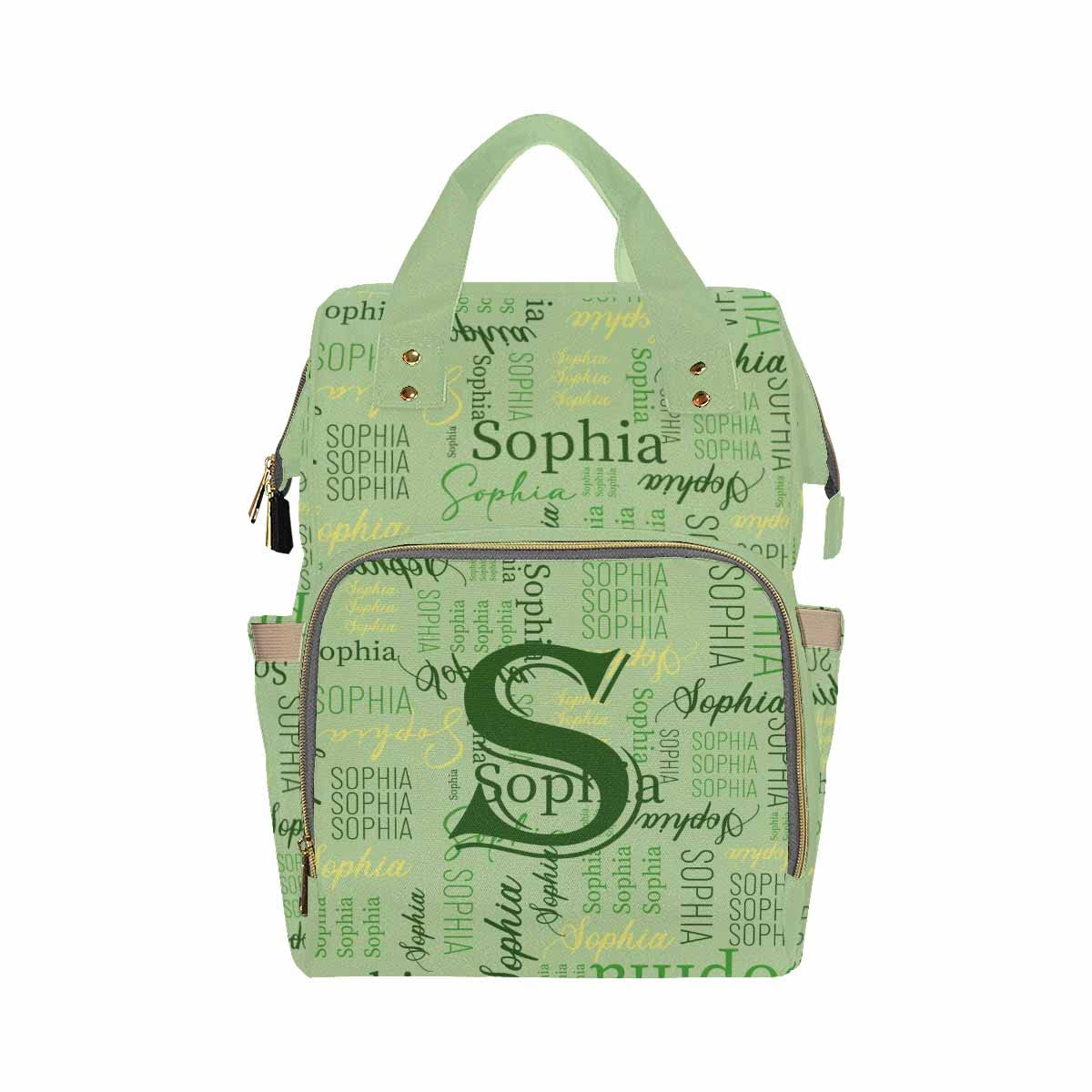 Artsadd Custom Name Diaper Bag Mommy Nappy Bags, Personalized Light Green Handbags Large Capacity Shoulder Bag Multi-Function Nu