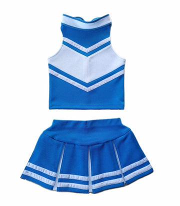 Total 2550 Little Girls' Cheerleader Cheerleading Outfit Uniform Costume Cosplay Halloween Medium Blue/White (L / 8-10)