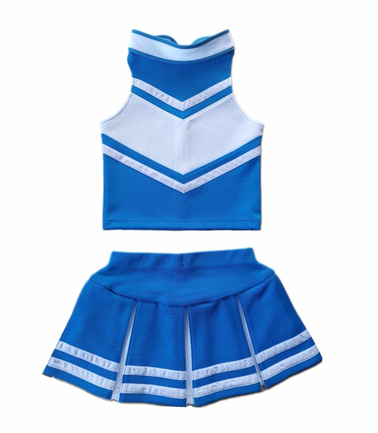 Total 2550 Little Girls' Cheerleader Cheerleading Outfit Uniform Costume Cosplay Halloween Medium Blue/White (Xl / 10-12)