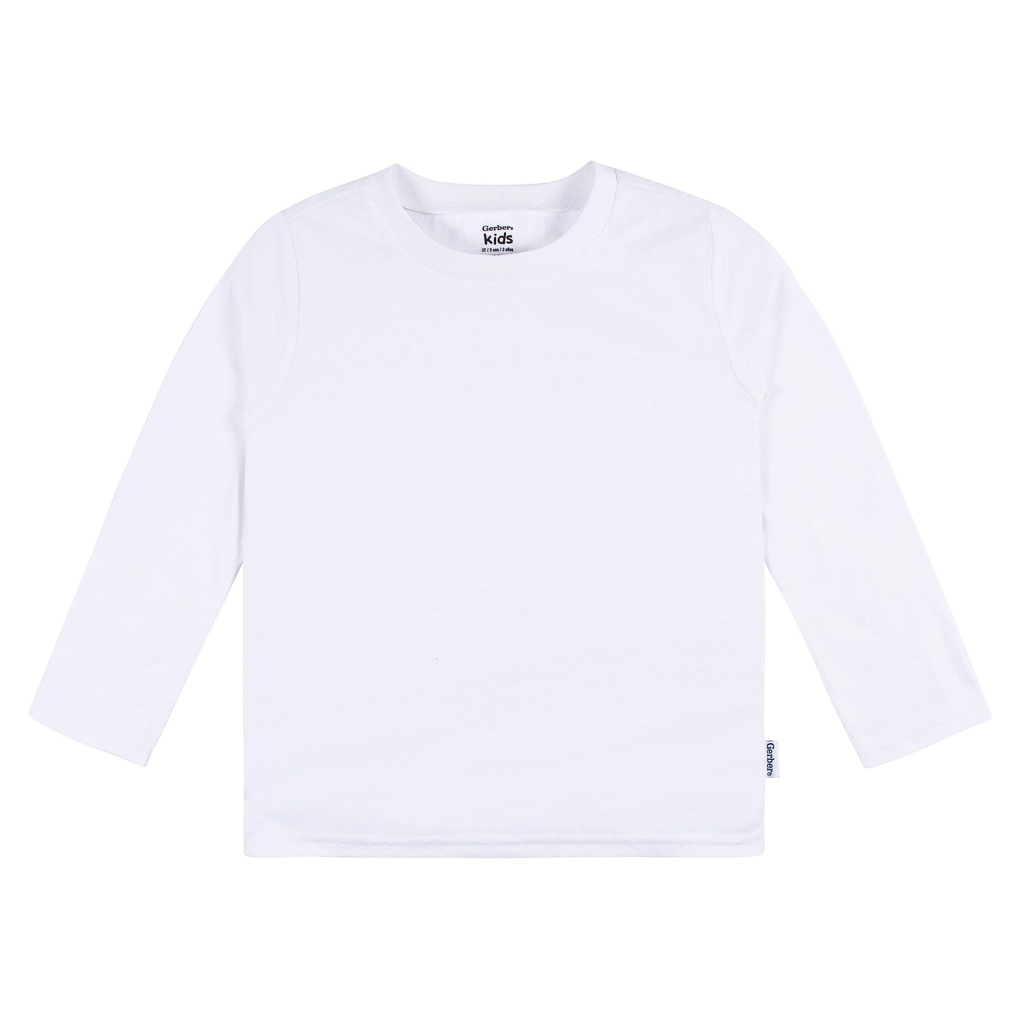 Gerber Baby Toddler 5-Pack Solid Long Sleeve T-Shirts Jersey 160 Gsm, White, 18 Months