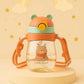 Little Forest Kids Sippy Cup with Straw, Bear Design, Orange,pack of 1