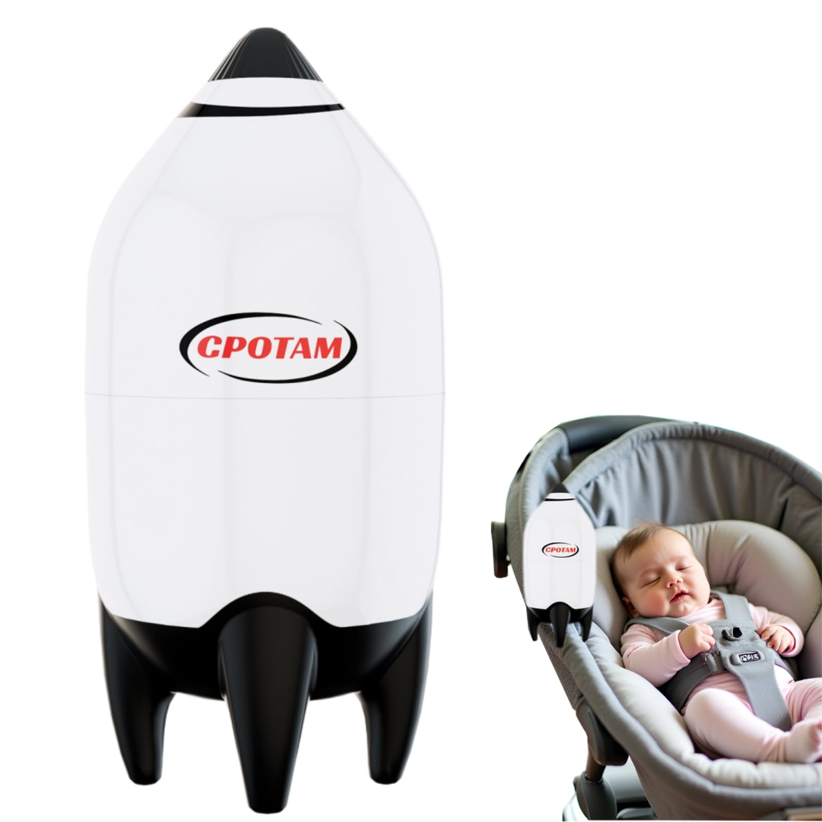 CPOTAM Baby Rocker Portable Bouncer Rocker Aid Rocks Any Stroller Pram Baby Vibrating Soother Adjustable Speed Rechargeable Slee