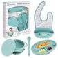 Bazzle Baby Foodie Feeding Set Silicone Roll Up Bib With Food Catcher Suction Plate Bowl Lid And Spoon