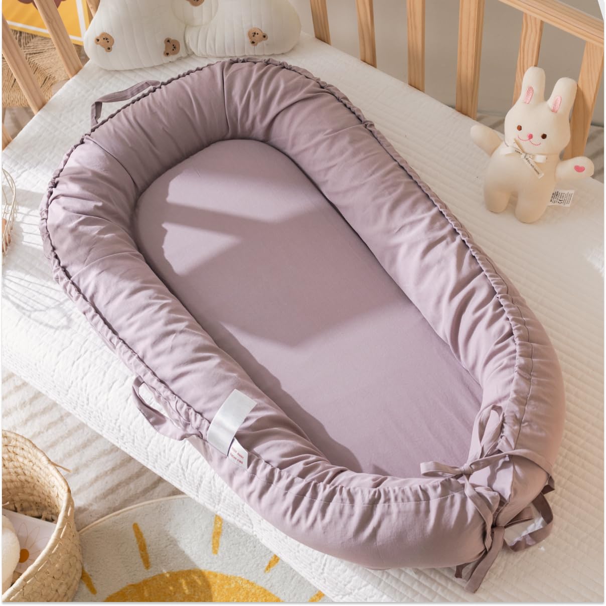Coocoobaby Infant Lounger, Baby Nest Cover For Baby Girls & Boys, Newborn Essentials For Baby 0-12 Months, 100% Cotton Breathabl