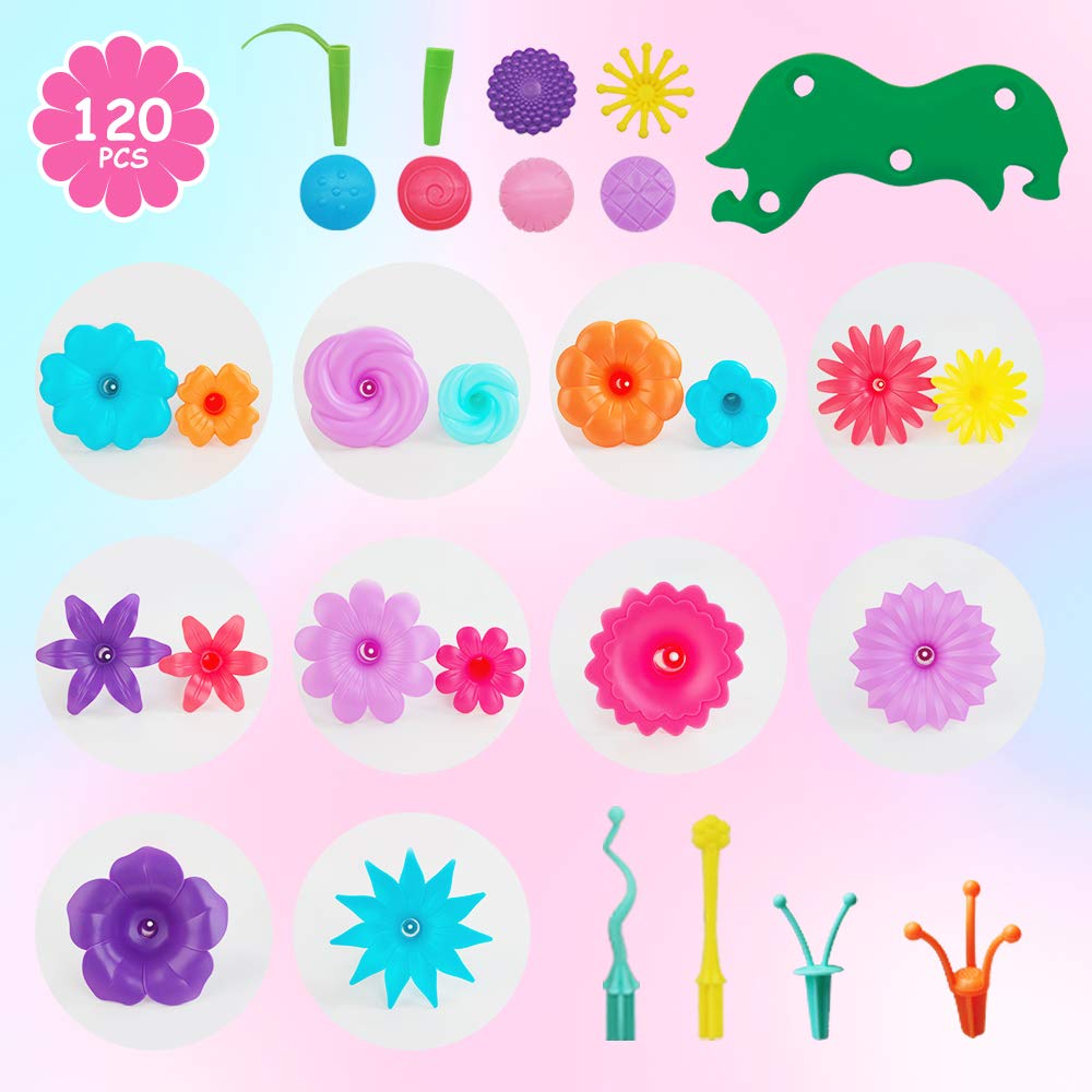 GILI Flower Garden Building Stacking Toys - Build a Bouquet Sets for 4 5 6 Year Old Toddler Girls Arts and Crafts for Little Kid