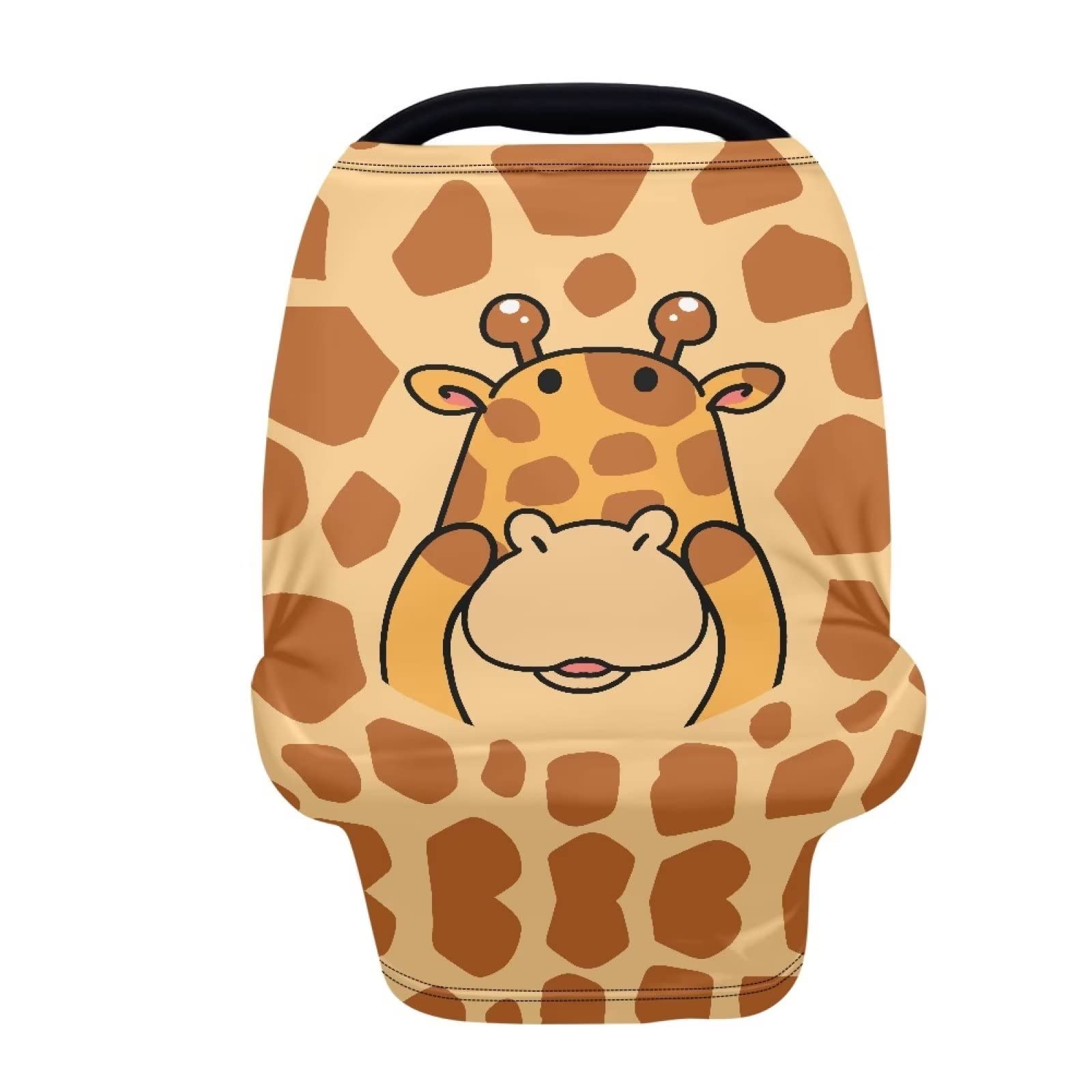 JEOCODY Car Seat Cover for Babies Brown Cow Pattern Elastic Shopping Cart Cover Shopping Cart Cover Infant Carseat Canopy Breath