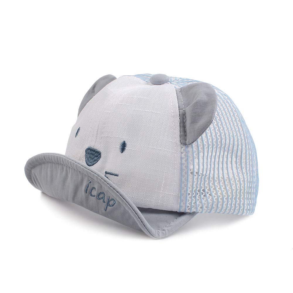 Baby Summer Mesh Hat Cute Sun Cap For Boys Girls Breathable Toddler Hat With Bear Ears (Skyblue)