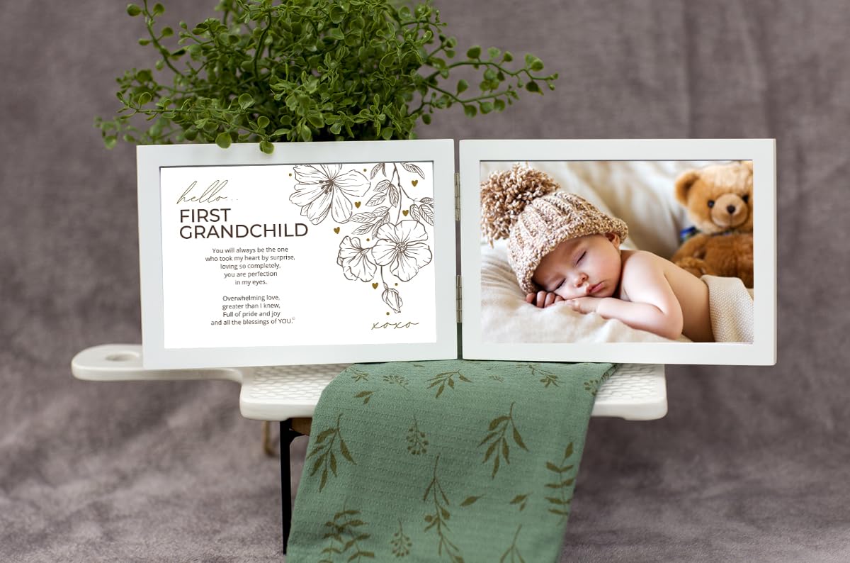 First Grandchild Gift For New Grandparents - Poetry Frame (White)