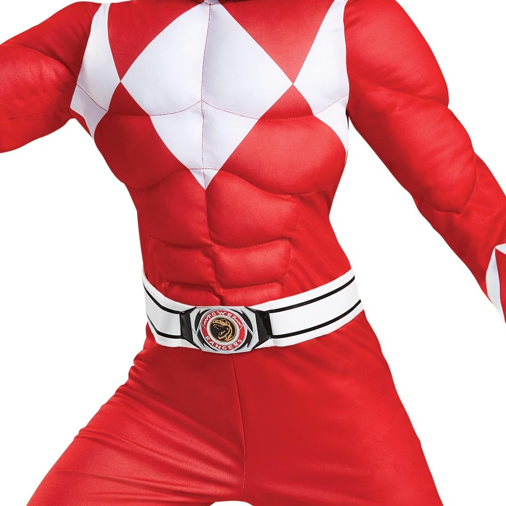 Disguise Red Ranger Classic Muscle Child Costume, Red, Large/(10-12)