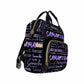 Customized Diaper Bag Backpack, Personalized Colorful Text Backpack With Name Black Mummy Nappy Baby Bag Shoulders Bag Casual Da