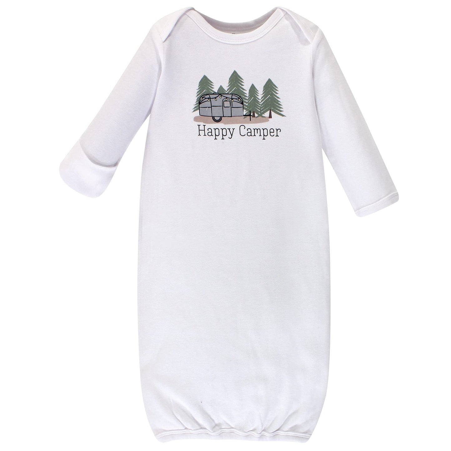Touched by Nature Unisex Baby Organic Cotton Gowns, Happy Camper, Preemie-Newborn
