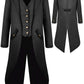 Boys Medieval Tailcoat Jacket Halloween Costumes, Gothic Steampunk Vintage Victorian High Collar Uniform Coat(Black,Medium(Us8-1