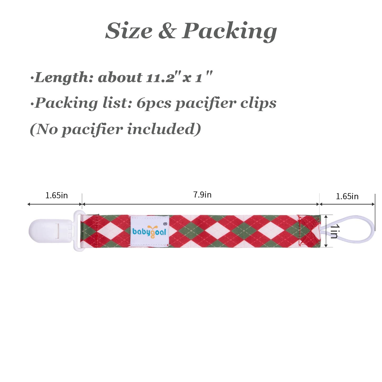 Babygoal Christmas Pacifier Clips, 6 Pack Binky Paci Holder And Leash For Boys And Girls Fits For Most Pacifier, Binkie Styles &