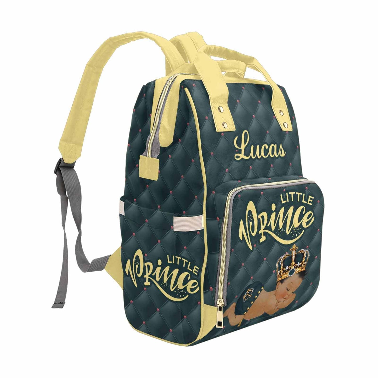 M Yescustom Personalized Baby Diaper Bags For Women Men, Custom Blue Prince Backpack Customized Nappy Mommy Bag Backpack For Son