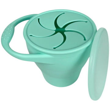 Bravejusticekidsco | Snack Attack Snack Cup | Collapsible Silicone Snack Container | Toddler And Baby Snack Catcher Lid (Island