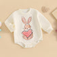 Baby Girl Valentines Day Outfit Love Sweatshirt Romper Long Sleeve Bubble Onesie My First Valentines Day Baby Girl Outfit (V-Bei