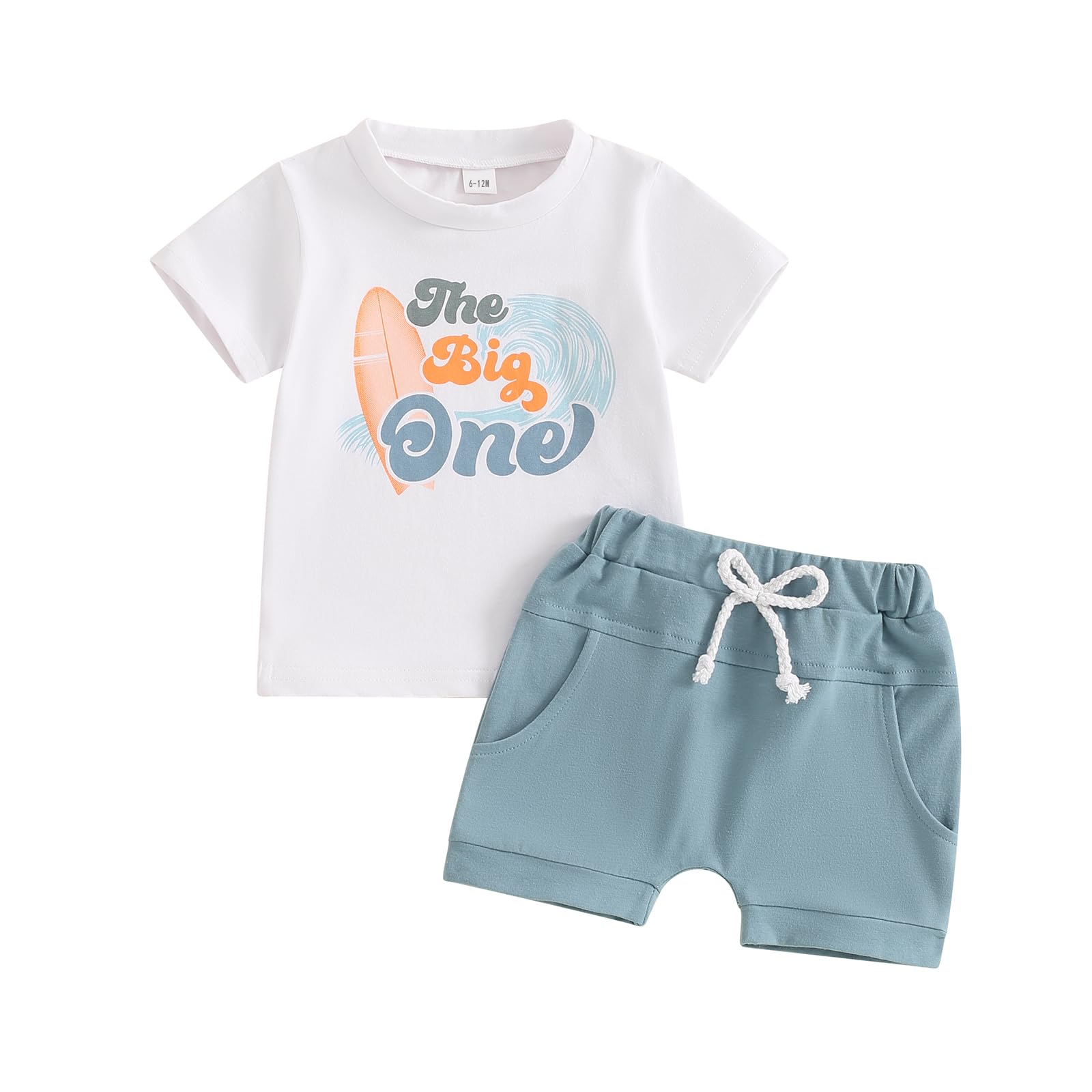 BULINGNA 2Pcs Baby Boy First Birthday Outfit Short Sleeve The Big One T-Shirt Top Casual Shorts Summer 1st Birthday Clothes (Whi