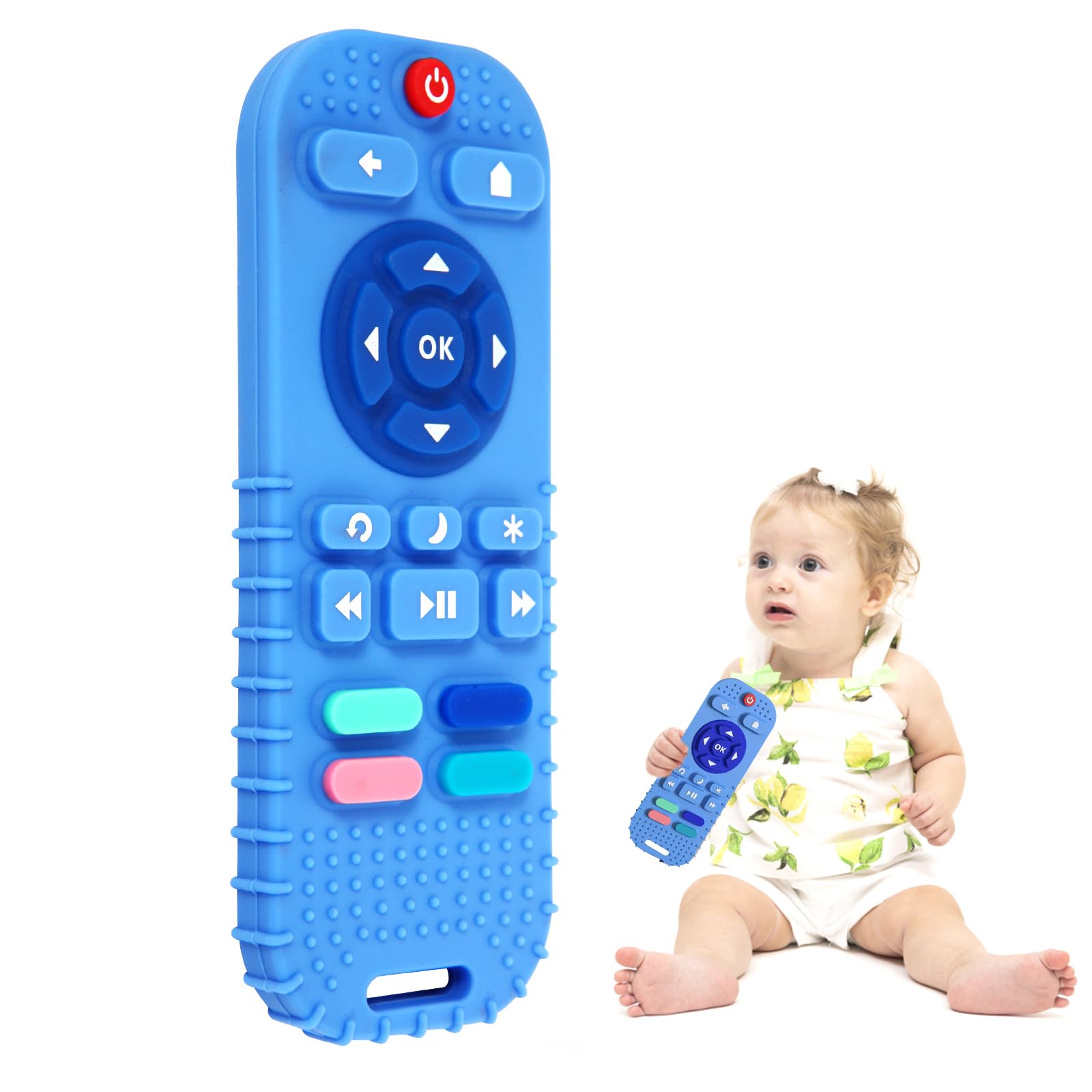 Hooku Silicone Teething Toys for Babies 0-6 Months, Teethers for Babies 6-12 Months, Remote Teether for Baby, Sensory Toys for B