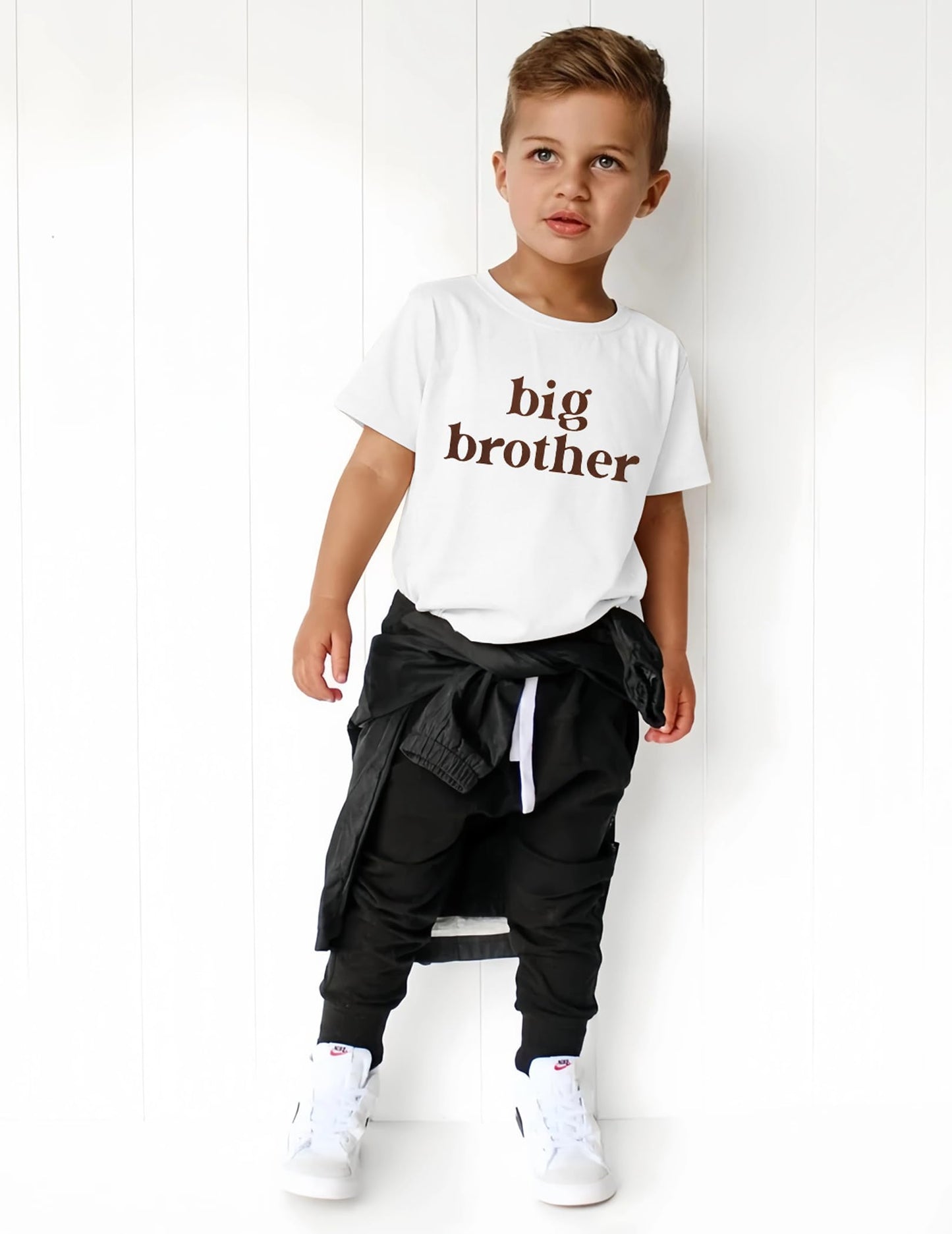 Sanixjoo Big Brother Shirt For Toddler Baby Boy Promoted To Big Brother Announcement T-Shirt Kids Summer Short Sleeve Tees(White