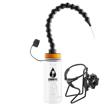Giraffe Bottle Tower Hands Free Drinking System, Clear Tritan Bottle, With Round Tube Mounted Bottle Holder (Length 15 In / 38 C