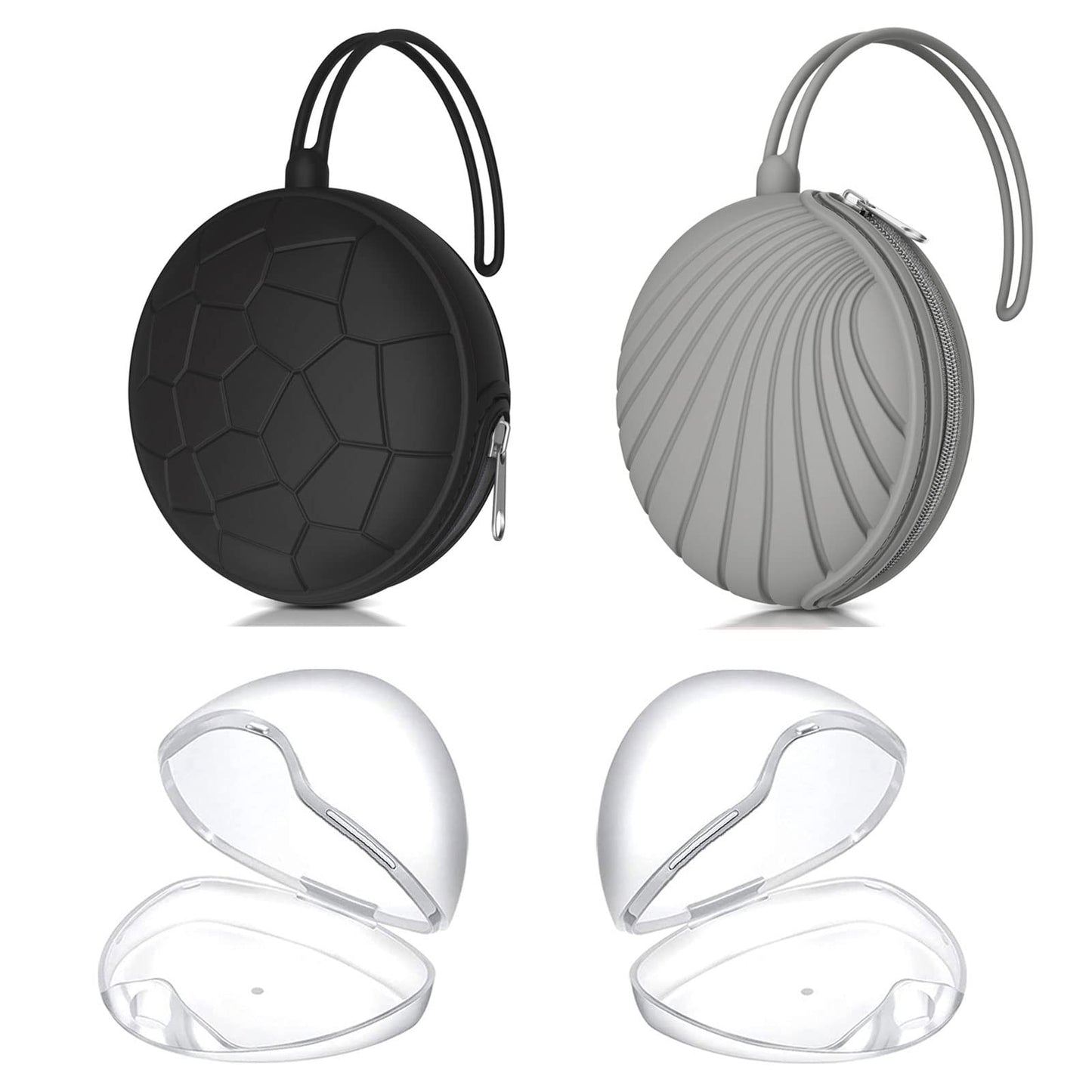 Smlpuame 4 Pack Pacifier Holder Case Set,2 Silicone Portable Pacifier Cover Pouch Bag For Diaper Bags Baby Carriage With 2 Trans