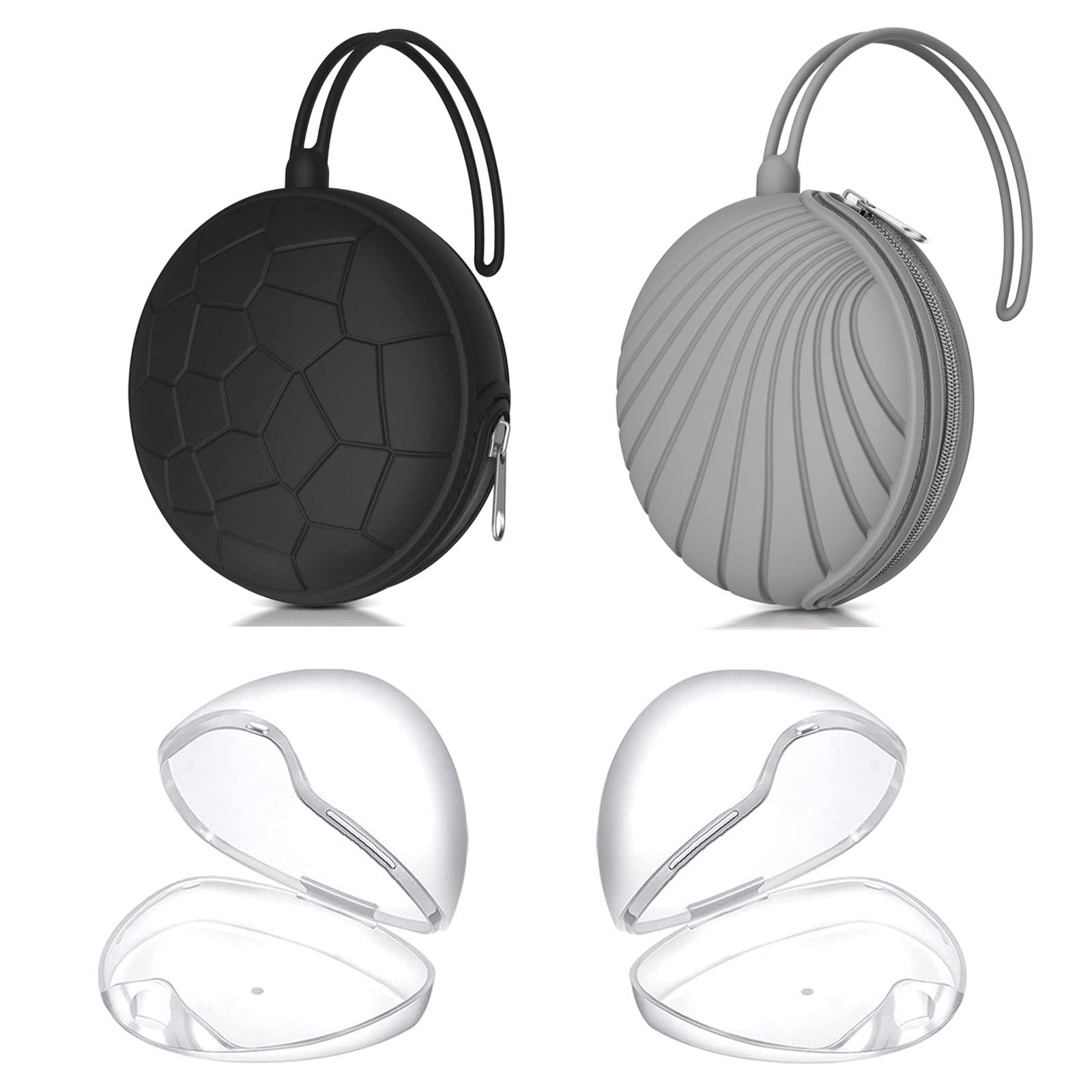 Smlpuame 4 Pack Pacifier Holder Case Set,2 Silicone Portable Pacifier Cover Pouch Bag For Diaper Bags Baby Carriage With 2 Trans