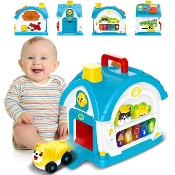 DELUTIQUE Learning Toys for 1 Year Old Boy Gift, Muscial Toys for Toddler 1-3, Educational Toy Baby 12-18 Months with Mirror, Pl