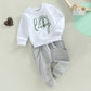 Infant Toddler Baby Boy St Patrick  'S Day Outfits Long Sleeve Shirts Clover Sweatshirt With Pants 2Pcs Clothes Set (Clover Whit