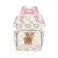 Personalized Cute Cow Diaper Bag for Women, Custom Name Nursing Mommy Daypack, Diaper Bag for Baby Boy Girl, New Mom Gifts