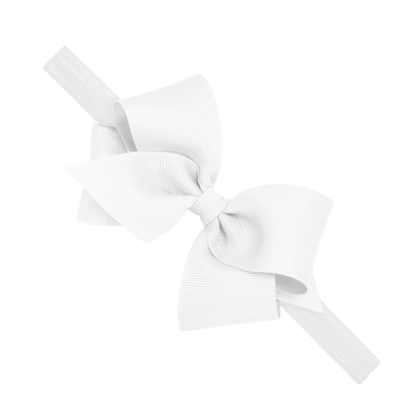 Wee Ones Girls' Classic Grosgrain Hair Bow on a Matching Baby Hair Band, For All Hair Types, Small Bow, 0-6 Months, White