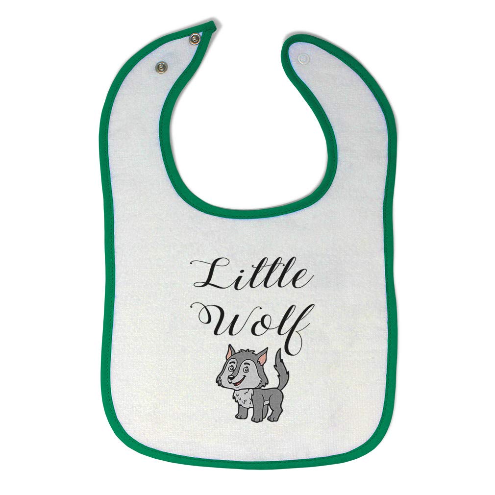 Toddler & Baby Bibs Burp Cloths Woodland Little Wolf Funny Humor Cotton Baby Items For Baby Girl & Boy White Green Design Only