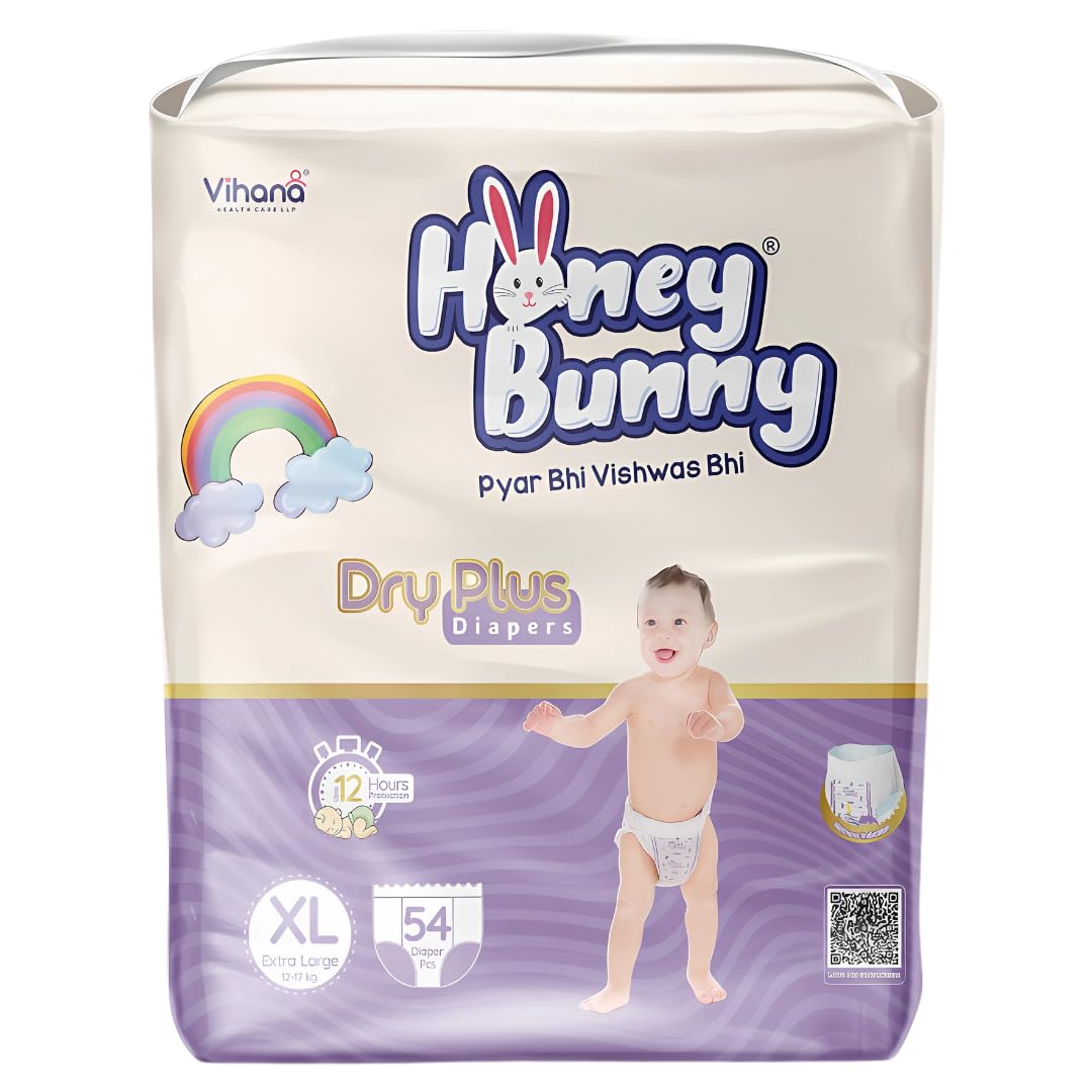 Honey Bunny Baby Diaper Pants Super Soft Dry Plus 12 Hour Protection Xl54