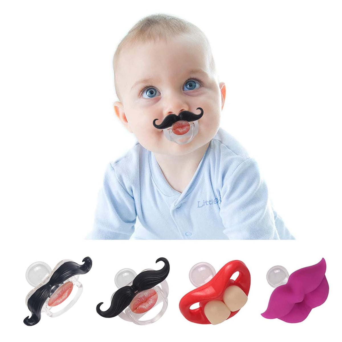 Mistache Pacifier Mustache Newborn Pcifiers For 0-6 Months,Funny Pacifiers For Babies, M ...