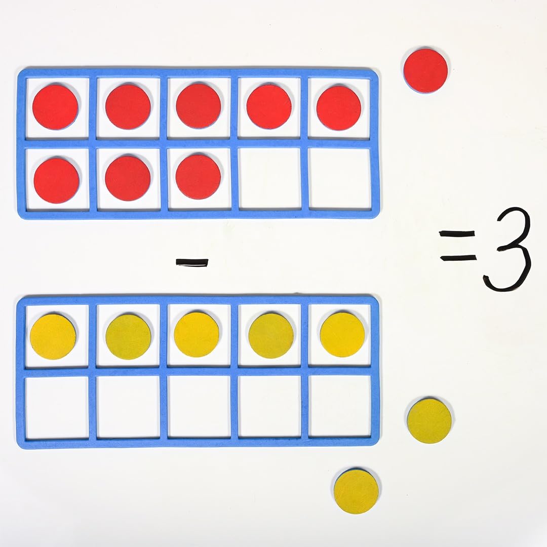 LEARNING ADVANTAGE Giant Magnetic Foam Ten Frames - In Home Learning Manipulative for Early Math - 2 Frames with 20 Disks - Teac