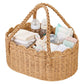 Woven Diaper Caddy for Baby, Paper Rope Storage Bin with Removable Divider, Baby Stuff Organizer for Nursery, Portable Car Stora