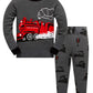 Popshion Toddler Train Pajamas Boys 2 Piece Pjs Set Cotton Top Fleece Pants Sleepwear (Fire Train-38 3T)