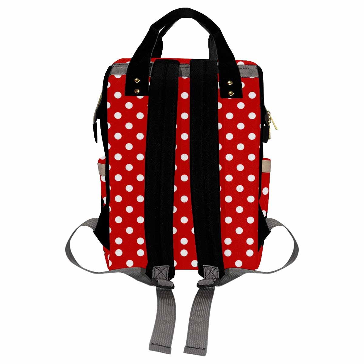 Artsadd Customized Diaper Backpack With Thermal Pockets, Red Bow Tie Dots Travel Back Pack Nappy Bag Personalized Baby Bags With