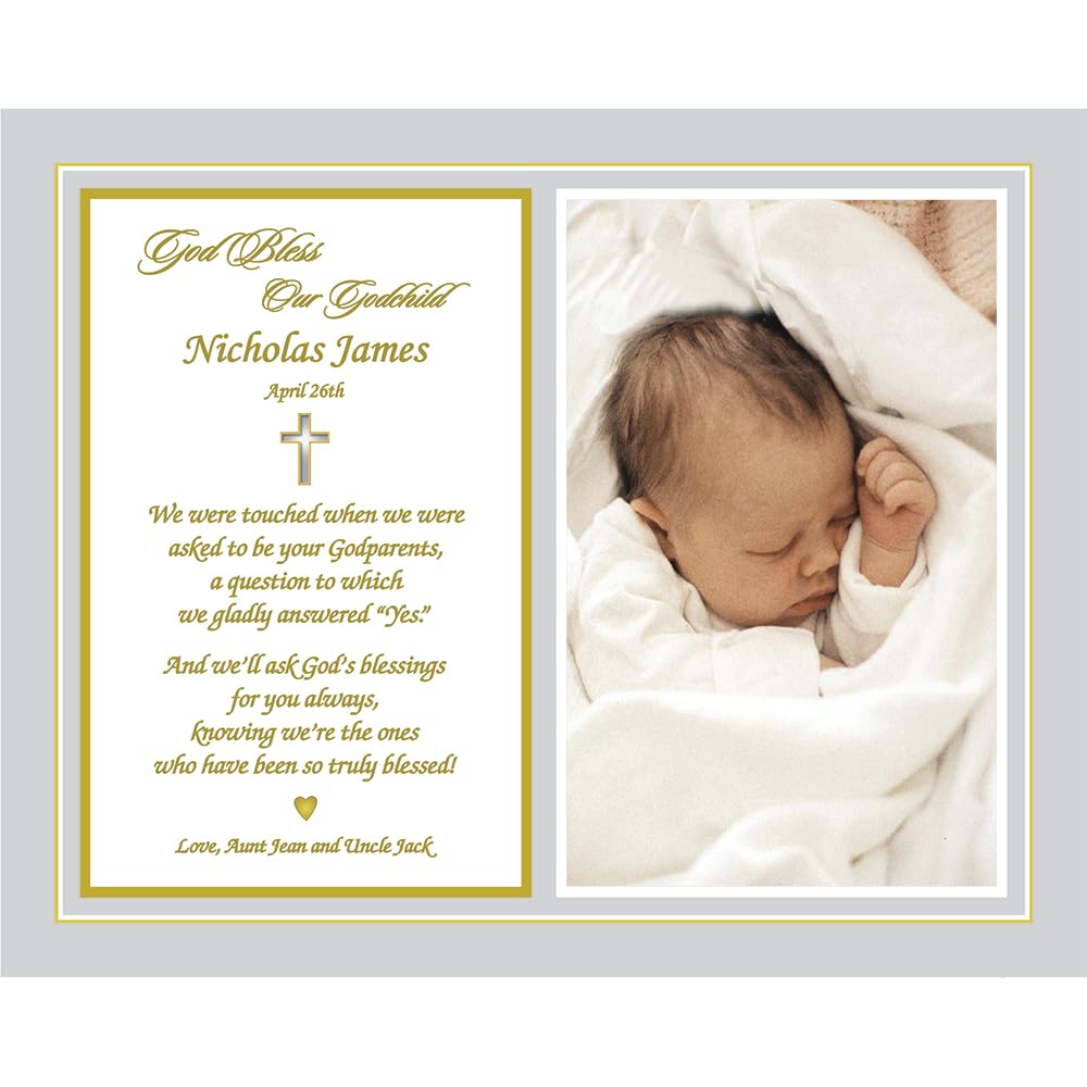 Poetry Gifts Baptism Godchild Keepsake From Godmother, Godfather - 8X10 Inch Print Personalized From Godparents
